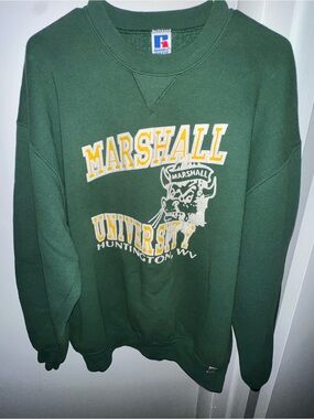 Russell Athletic Marshall University Green Crewneck Sweatshirt
